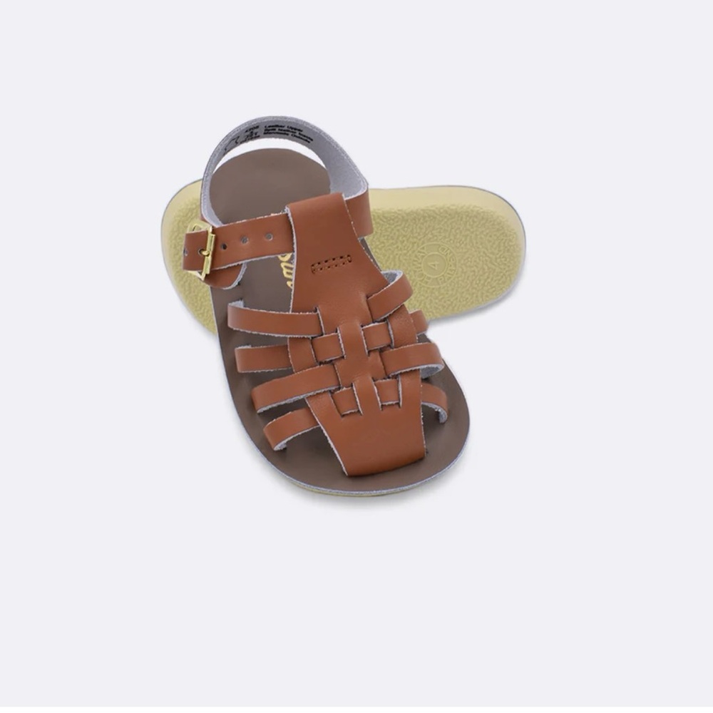 Salt Water Sun-San Sailor Sandals by Hoy Brown Baby Walker Shoes size 0